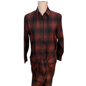 All Saints Women's Canaan Red and Black Plaid Shirtdress